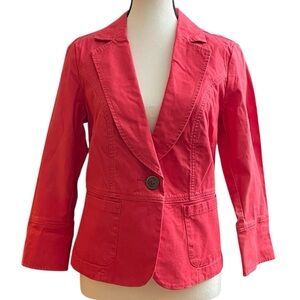 CAbi Pink-Red‎ Blazer Tailored Notched Lapel Button Sleeves Casual Office Wear
